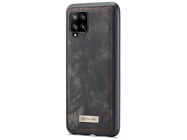 CaseMe 2-in-1 Synthetic Leather Wallet Case for Samsung Galaxy A12 - Khaki/Grey