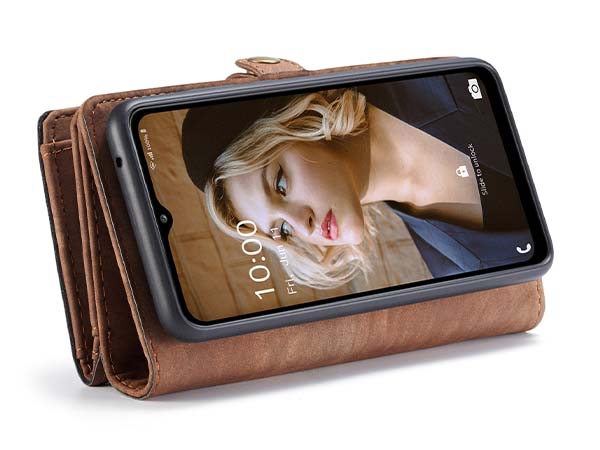 CaseMe 2-in-1 Synthetic Leather Wallet Case for Samsung Galaxy A32 5G - Beige/Tan