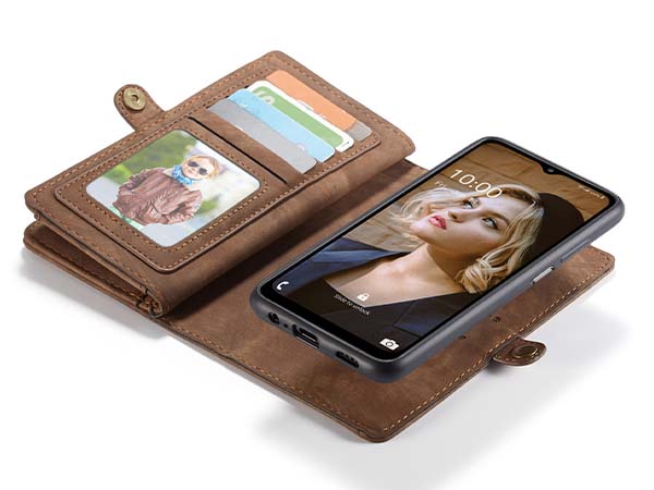 CaseMe 2-in-1 Synthetic Leather Wallet Case for Samsung Galaxy A32 5G - Beige/Tan