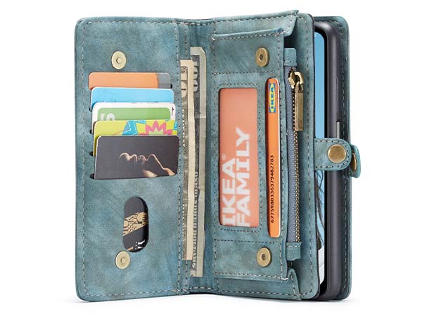 CaseMe 2-in-1 Synthetic Leather Wallet Case for Samsung Galaxy A32 5G - Teal/Ash