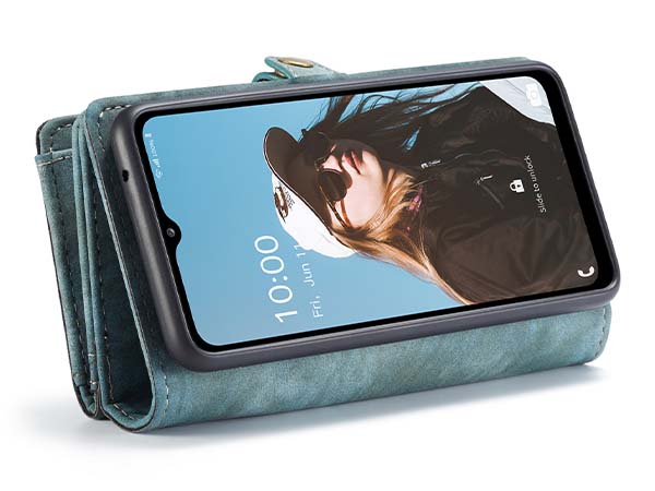 CaseMe 2-in-1 Synthetic Leather Wallet Case for Samsung Galaxy A32 5G - Teal/Ash