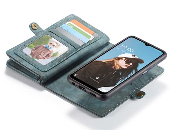 CaseMe 2-in-1 Synthetic Leather Wallet Case for Samsung Galaxy A32 5G - Teal/Ash
