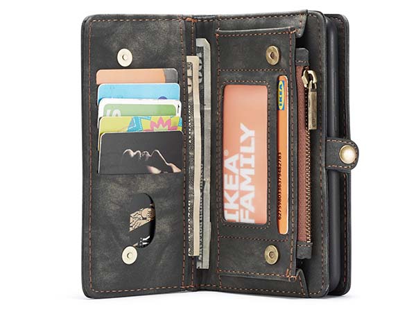 CaseMe 2-in-1 Synthetic Leather Wallet Case for Samsung Galaxy A52s/A52 - Khaki/Grey