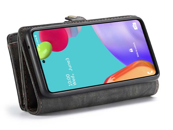 CaseMe 2-in-1 Synthetic Leather Wallet Case for Samsung Galaxy A52s/A52 - Khaki/Grey