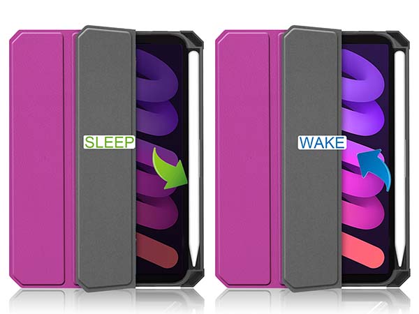 Slim Synthetic Leather Case with Stand and Pen Holder for the iPad mini 6 (2021) - Purple