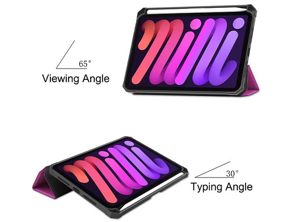 Slim Synthetic Leather Case with Stand and Pen Holder for the iPad mini 6 (2021) - Purple