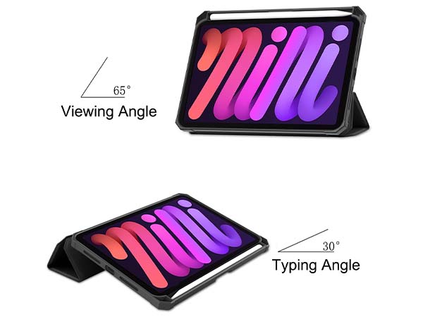 Slim Synthetic Leather Case with Stand and Pen Holder for the iPad mini 6 (2021) - Black