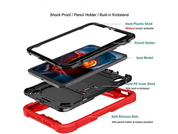 Impact Case for Apple iPad Mini 6 (2021) - Red/Black