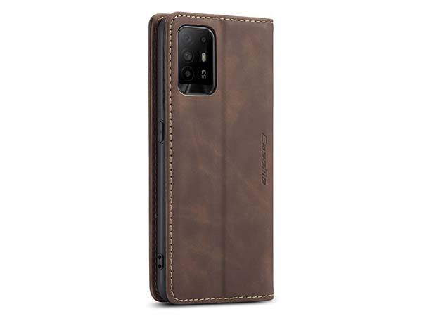 CaseMe Slim Synthetic Leather Wallet Case with Stand for OPPO A94 5G - Chocolate