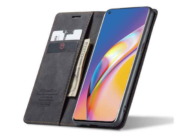 CaseMe Slim Synthetic Leather Wallet Case with Stand for OPPO A94 5G - Charcoal