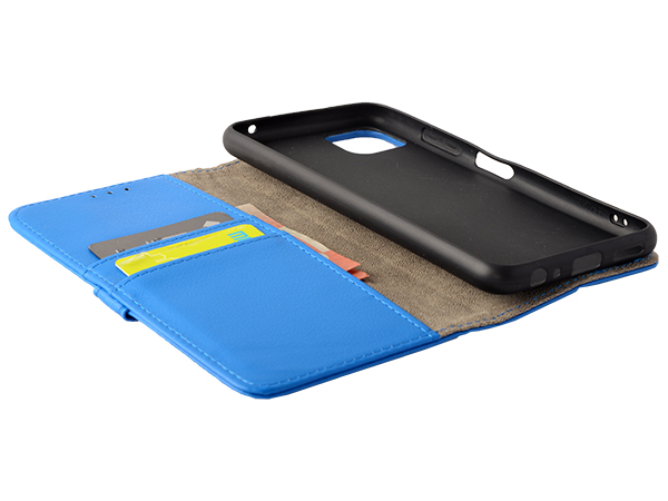 Synthetic Leather Wallet Case with Stand for Samsung Galaxy A22 5G - Blue