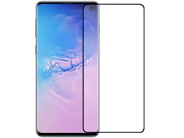 Curved Glass Screen Protector with Full Adhesive for S10 - Black Bezel Screen Protector
