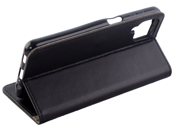 Synthetic Leather Wallet Case with Stand for Samsung Galaxy A22 4G - Black