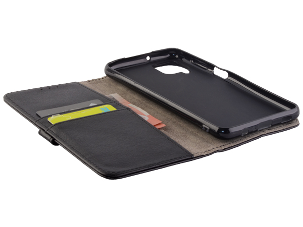 Synthetic Leather Wallet Case with Stand for Samsung Galaxy A22 4G - Black