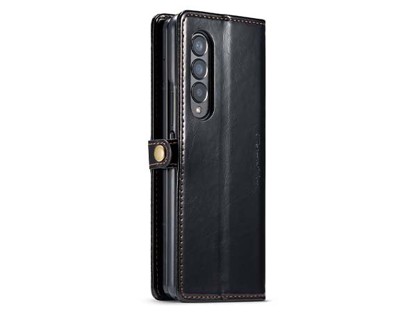 CaseMe Slim Synthetic Leather Wallet Case with Stand for Samsung Galaxy Z Fold3 5G - Black