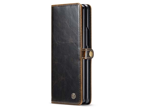 CaseMe Slim Synthetic Leather Wallet Case with Stand for Samsung Galaxy Z Fold3 5G - Brown Leather Wallet Case