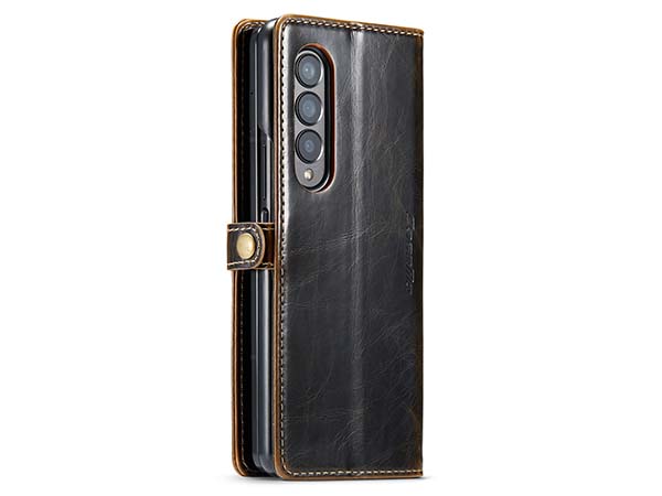 CaseMe Slim Synthetic Leather Wallet Case with Stand for Samsung Galaxy Z Fold3 5G - Brown