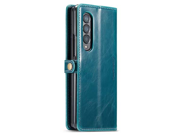 CaseMe Slim Synthetic Leather Wallet Case with Stand for Samsung Galaxy Z Fold3 5G - Teal