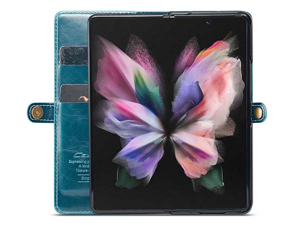 CaseMe Slim Synthetic Leather Wallet Case with Stand for Samsung Galaxy Z Fold3 5G - Teal
