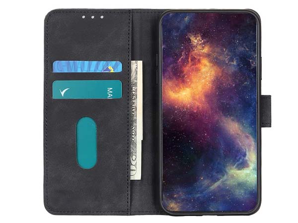 Khazneh Retro Synthetic Leather Wallet Case with Stand for Nokia C30 - Charcoal