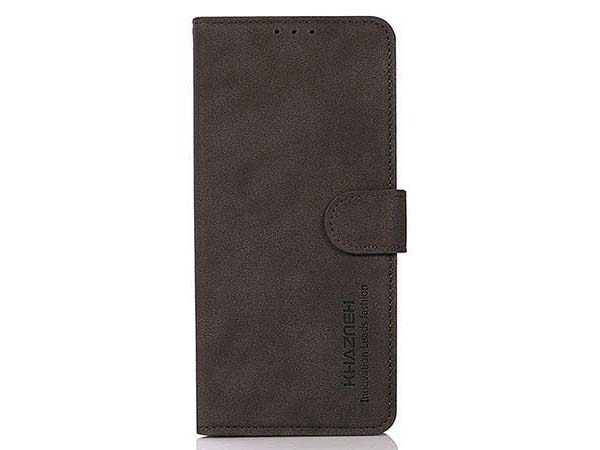 Khazneh Retro Synthetic Leather Wallet Case with Stand for Nokia C30 - Dark Brown Leather Wallet Case
