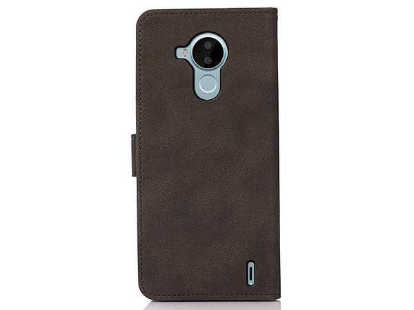Khazneh Retro Synthetic Leather Wallet Case with Stand for Nokia C30 - Dark Brown