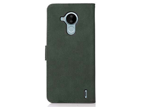 Khazneh Retro Synthetic Leather Wallet Case with Stand for Nokia C30 - Forest Green