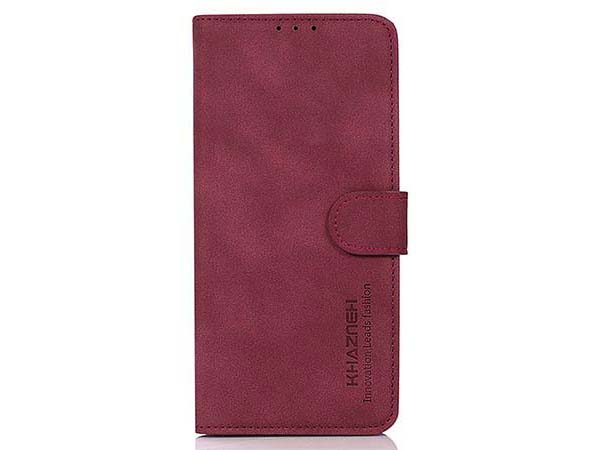 Khazneh Retro Synthetic Leather Wallet Case with Stand for Nokia C30 - Burgundy Leather Wallet Case