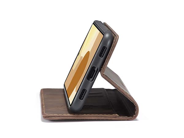 CaseMe Slim Synthetic Leather Wallet Case with Stand for Google Pixel 6 - Chocolate