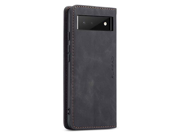 CaseMe Slim Synthetic Leather Wallet Case with Stand for Google Pixel 6 - Charcoal
