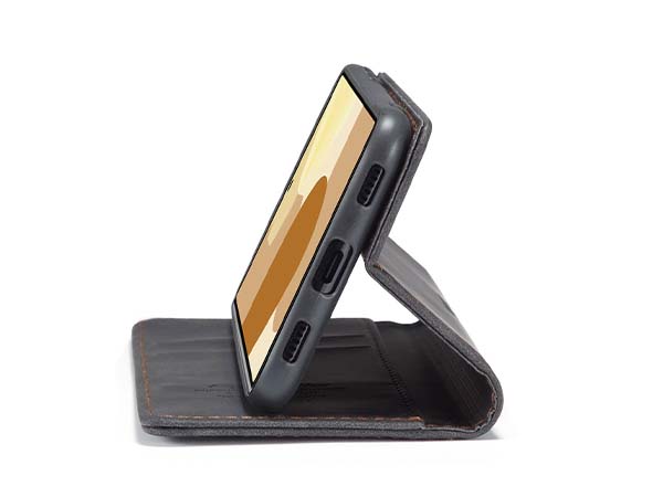 CaseMe Slim Synthetic Leather Wallet Case with Stand for Google Pixel 6 - Charcoal