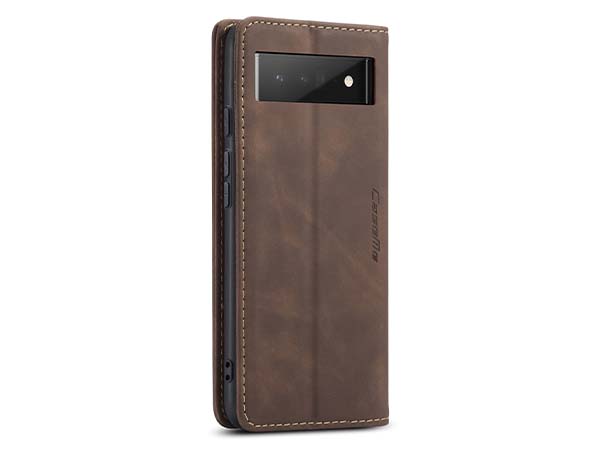 CaseMe Slim Synthetic Leather Wallet Case with Stand for Google Pixel 6 Pro - Chocolate