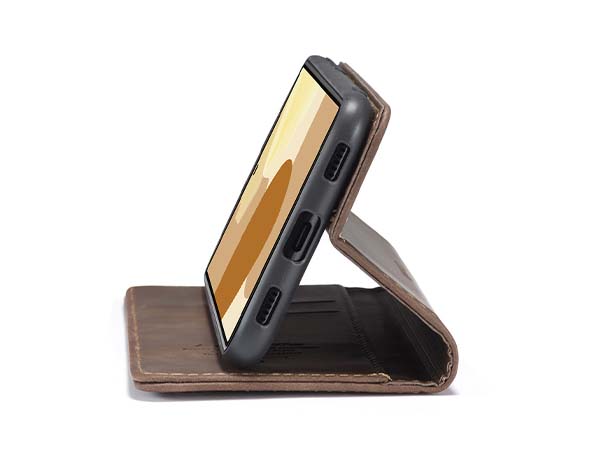 CaseMe Slim Synthetic Leather Wallet Case with Stand for Google Pixel 6 Pro - Chocolate