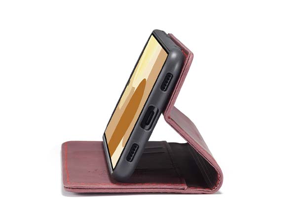CaseMe Slim Synthetic Leather Wallet Case with Stand for Google Pixel 6 Pro - Burgundy