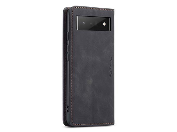 CaseMe Slim Synthetic Leather Wallet Case with Stand for Google Pixel 6 Pro - Charcoal