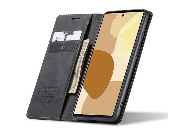 CaseMe Slim Synthetic Leather Wallet Case with Stand for Google Pixel 6 Pro - Charcoal