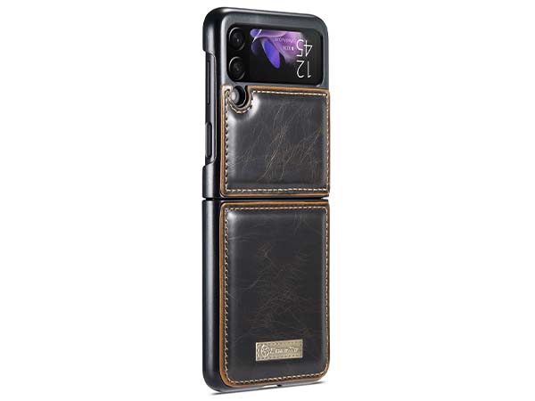 CaseMe Slim Synthetic Leather Case with Stand for Samsung Galaxy Z Flip3 5G - Brown