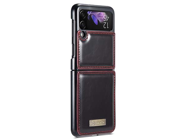 CaseMe Slim Synthetic Leather Case with Stand for Samsung Galaxy Z Flip3 5G - Burgundy