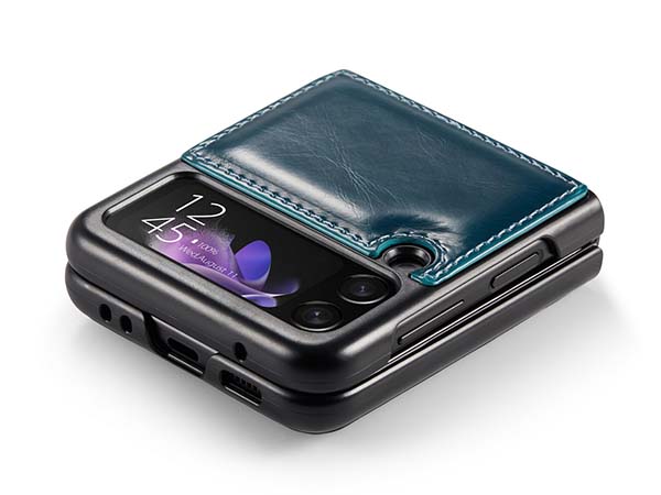 CaseMe Slim Synthetic Leather Case with Stand for Samsung Galaxy Z Flip3 5G - Teal