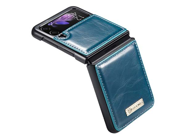 CaseMe Slim Synthetic Leather Case with Stand for Samsung Galaxy Z Flip3 5G - Teal