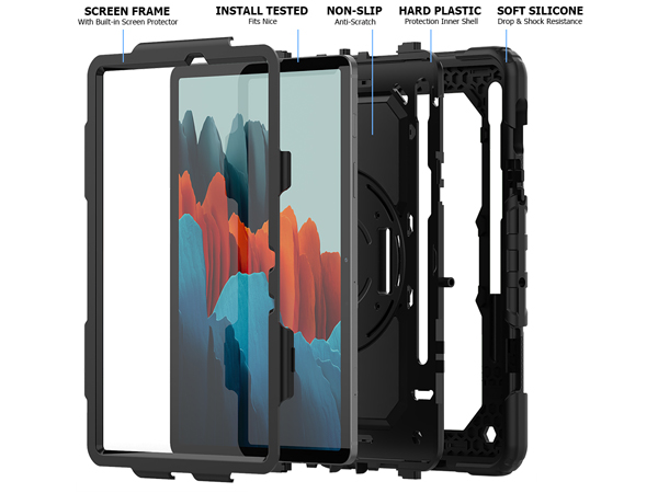 Rugged Impact Case for Samsung Galaxy Tab S7 FE - Classic Black