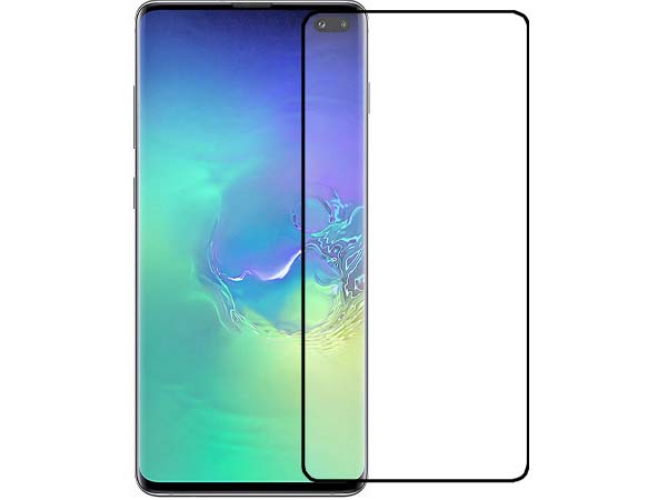 Curved Glass Screen Protector with Full Adhesive for S10+ - Black Bezel Screen Protector