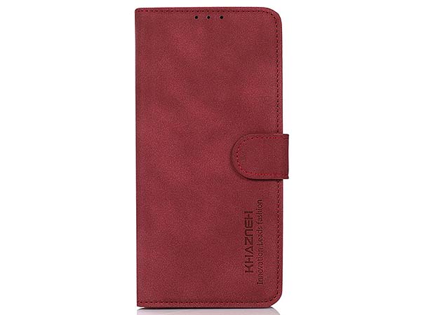 Khazneh Retro Synthetic Leather Wallet Case with Stand for Nokia G50 - Dark Red Leather Wallet Case