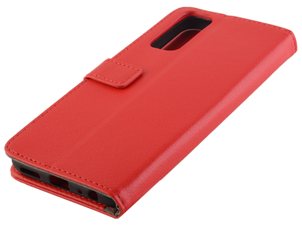 Synthetic Leather Wallet Case with Stand for vivo Y3s - Red Leather Wallet Case