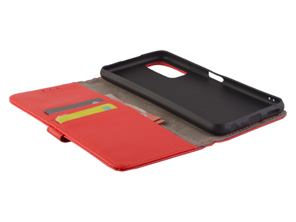 Synthetic Leather Wallet Case with Stand for vivo Y3s - Red