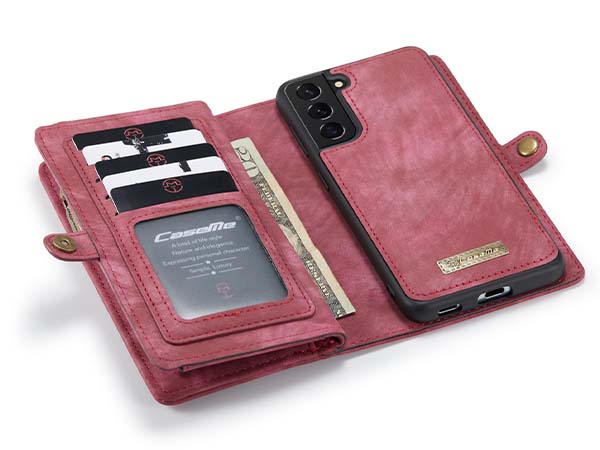 CaseMe 2-in-1 Synthetic Leather Wallet Case for Samsung Galaxy S21 FE - Pink/Blush