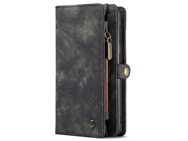 CaseMe 2-in-1 Synthetic Leather Wallet Case for Samsung Galaxy S21 FE - Khaki/Grey