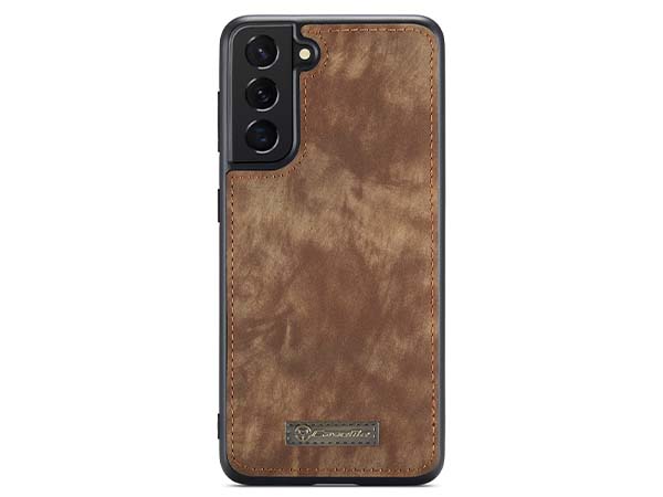 CaseMe 2-in-1 Synthetic Leather Wallet Case for Samsung Galaxy S21 FE - Beige/Tan