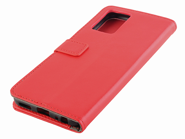 Synthetic Leather Wallet Case with Stand for vivo Y21 - Red Leather Wallet Case