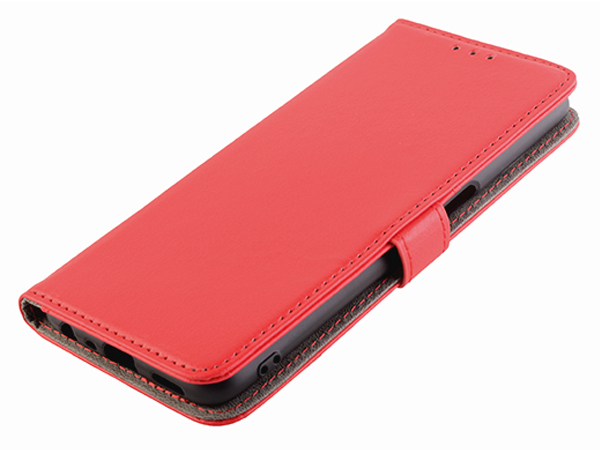 Synthetic Leather Wallet Case with Stand for OPPO A54s - Red